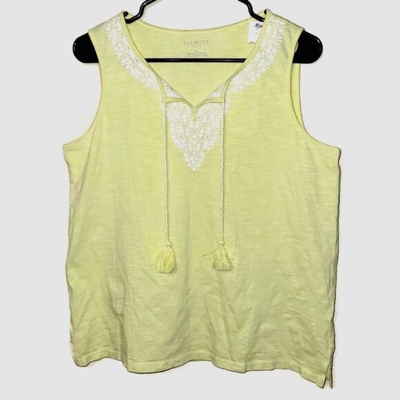 New Talbots Yellow Embroidered Sleeveless Top Medium - Picture 1 of 9